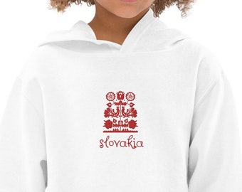 Slovakia Embroidered Folk Design Kids Fleece Hoodie