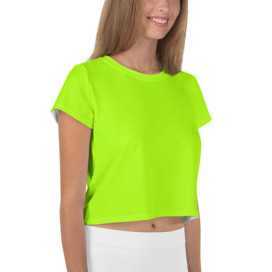 T-Shirt Cropped Branco/Verde Neon