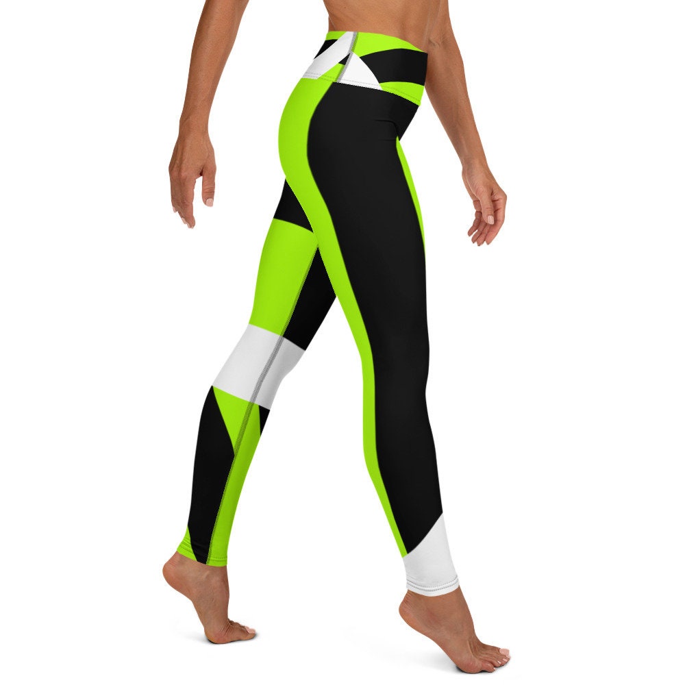 Neon Lime Green Color Blocking Yoga Leggings -  Canada