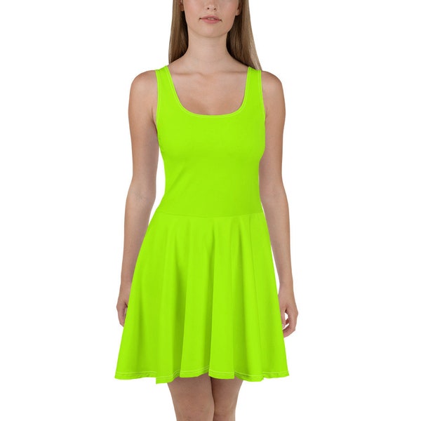 Neon Lime Green Skater Dress