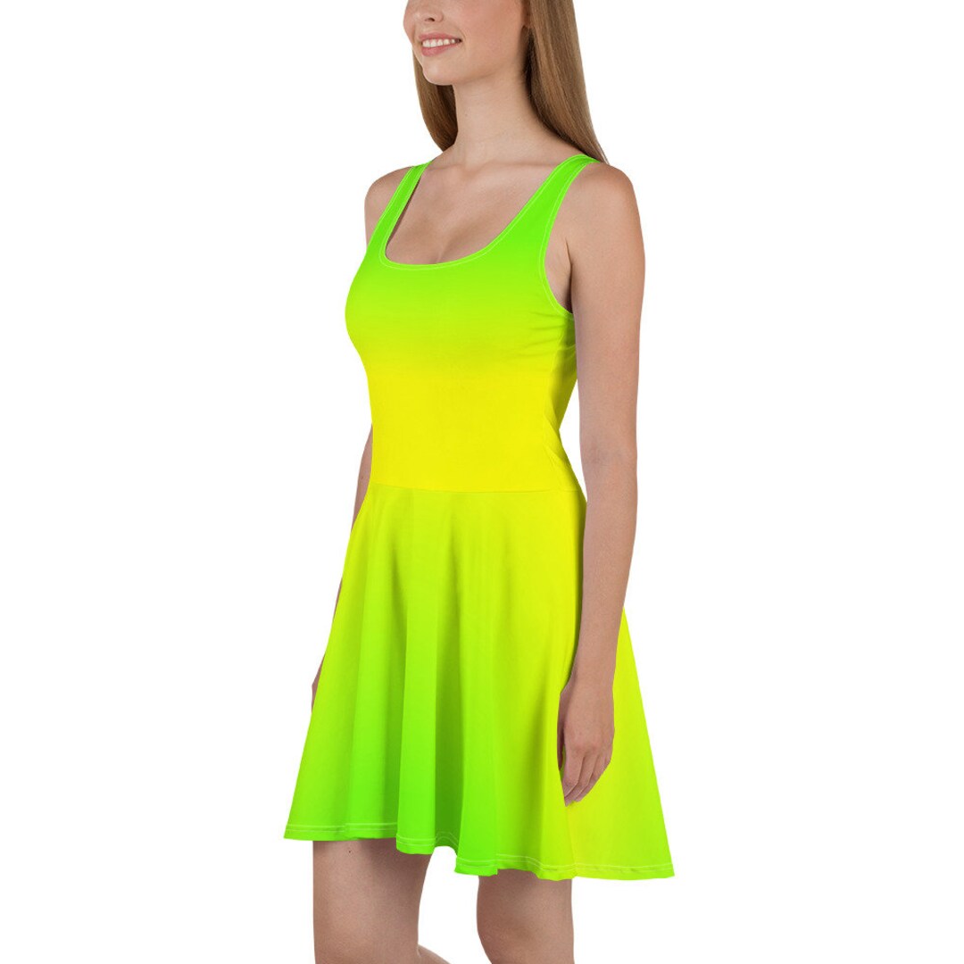 Neon Lime Green Skater Dress - Etsy