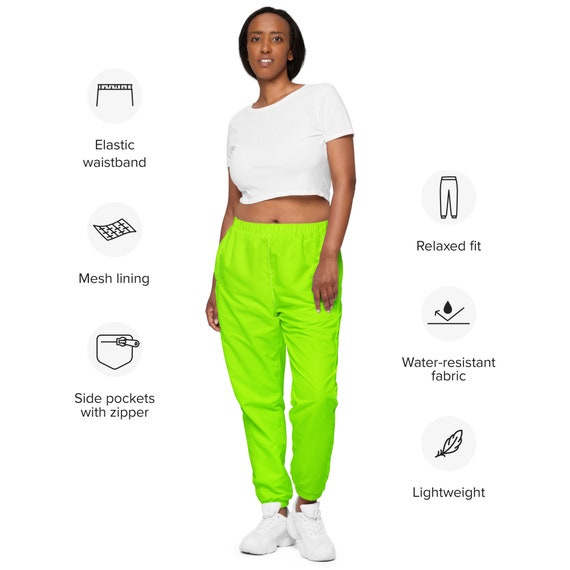 Neon Lime Green Unisex Track Pants / Unisex Festival Pants