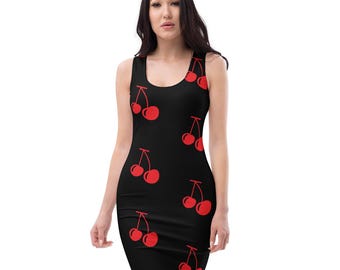 Cherry Cherry Bodycon Dress - Etsy Cherry Cherry Bodycon Dress - Etsy