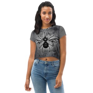 Rhinoceros Beetle  All-Over Print Crop Tee / Insect Beetle Crop Top