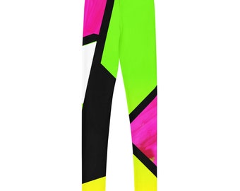 Neon Color Blocking ECO Youth Leggings/ Kid's Leggings / Girl's Leggings /  8 - 20