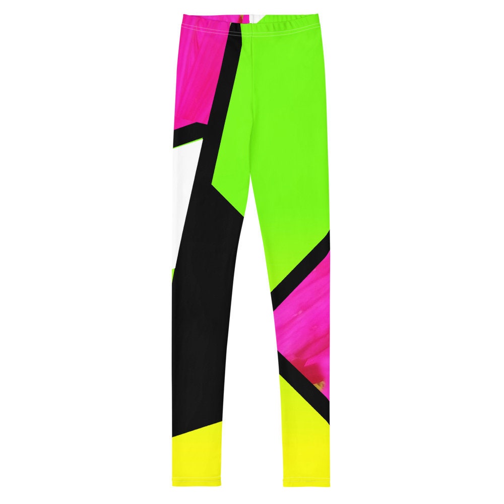 Neon Color Blocking Youth Leggings Kid s Leggings Girl s Leggings 8 20