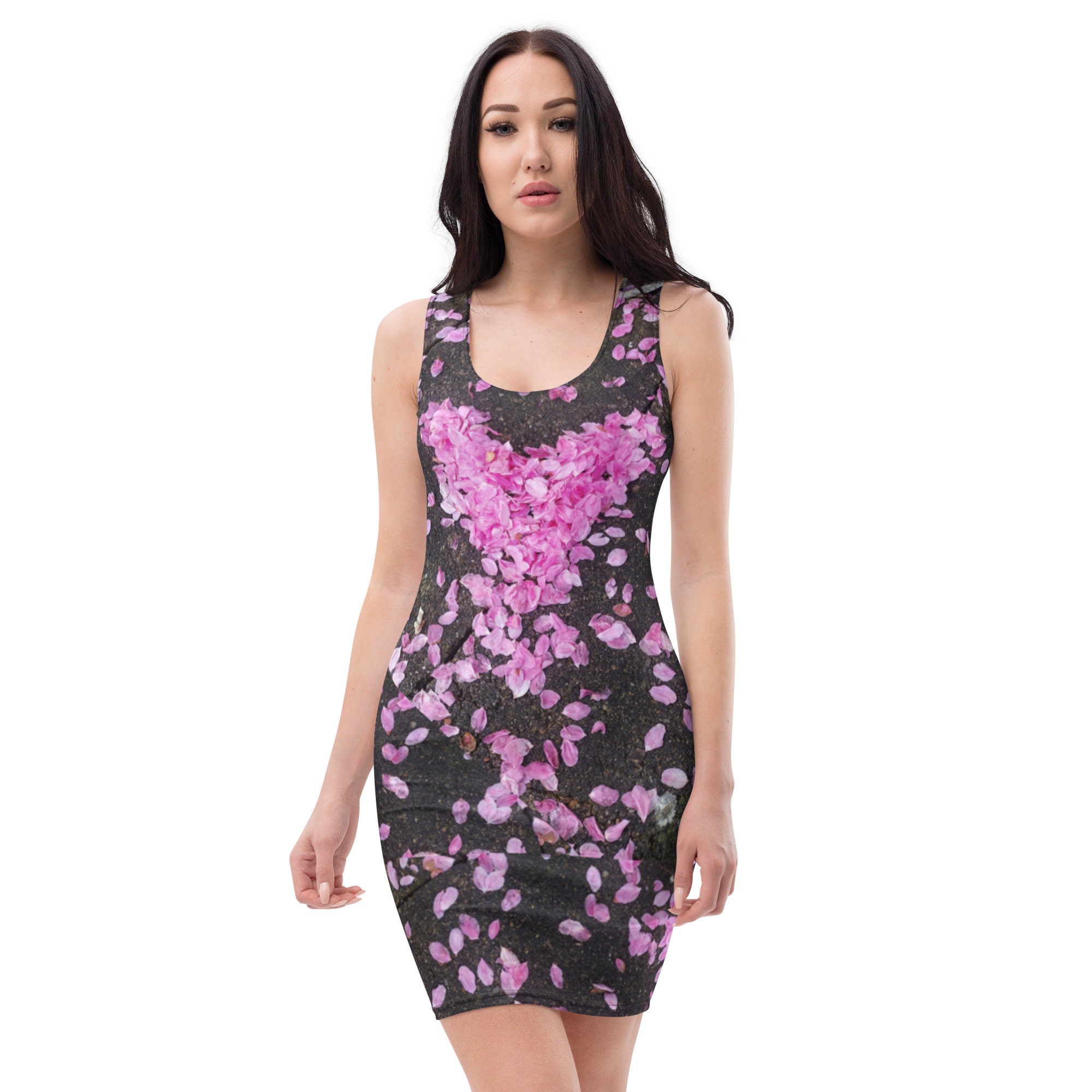 Blossom Petals Heart Tank Dress / Bodycon / Blossom Fitted Dress