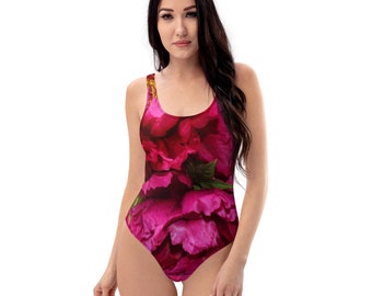 Japanese Peonies  One-Piece Swimsuit / Leotard / Bodysuit / Floral Swimwear