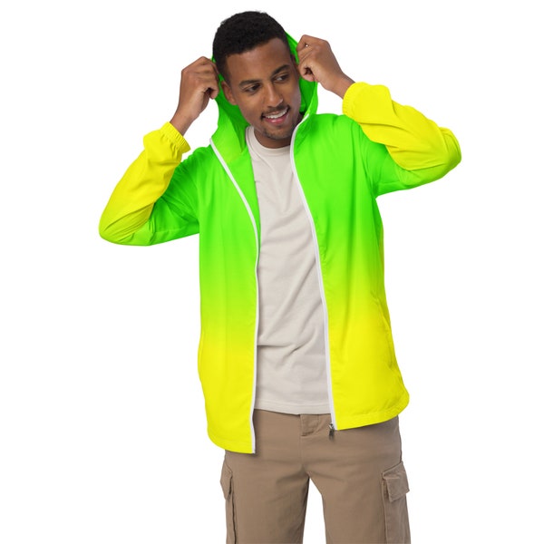 Neon Lime Green & Yellow Men’s Windbreaker / Neon Men's Jacket