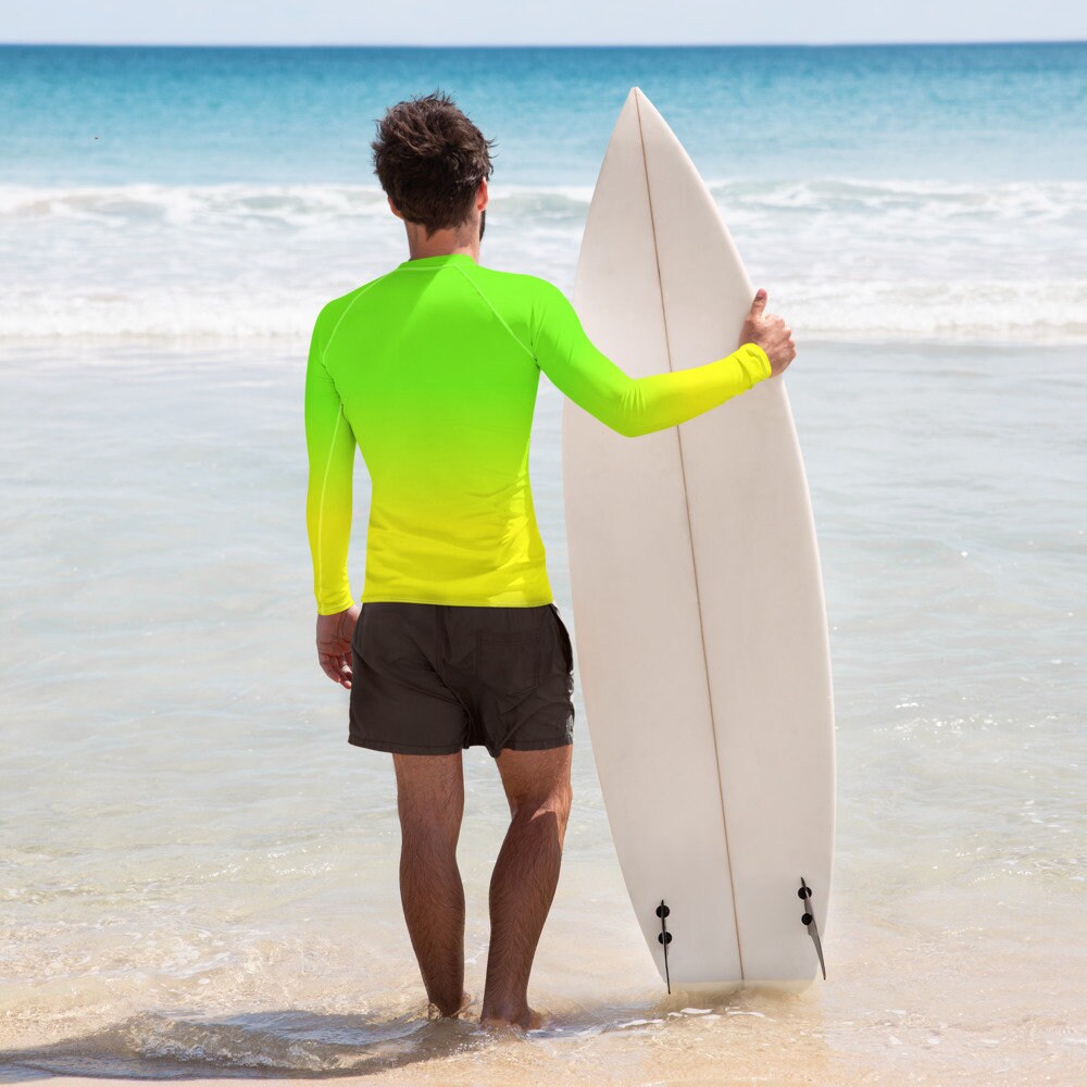 Packers Rash Guard Neon Lime Green Men's Rash Guard ECO Long Sleeve Activewear / Recycled ...