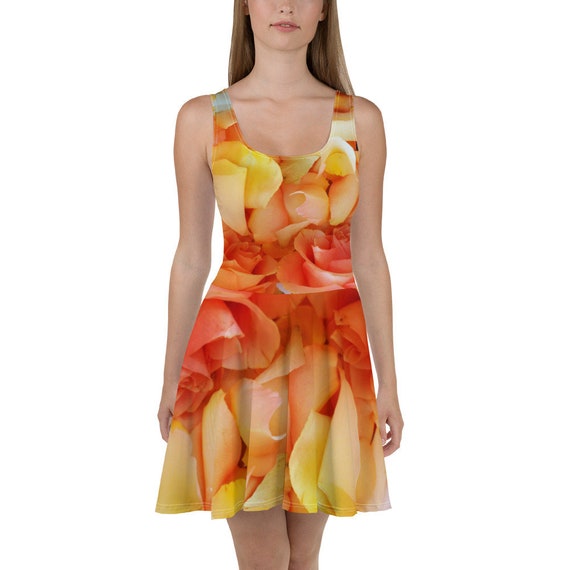 open lace back dress Orange Trick-or-Tartan Skater Dress