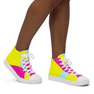 Pastel Neon Color Blocking / Women’s High Top Canvas Shoes