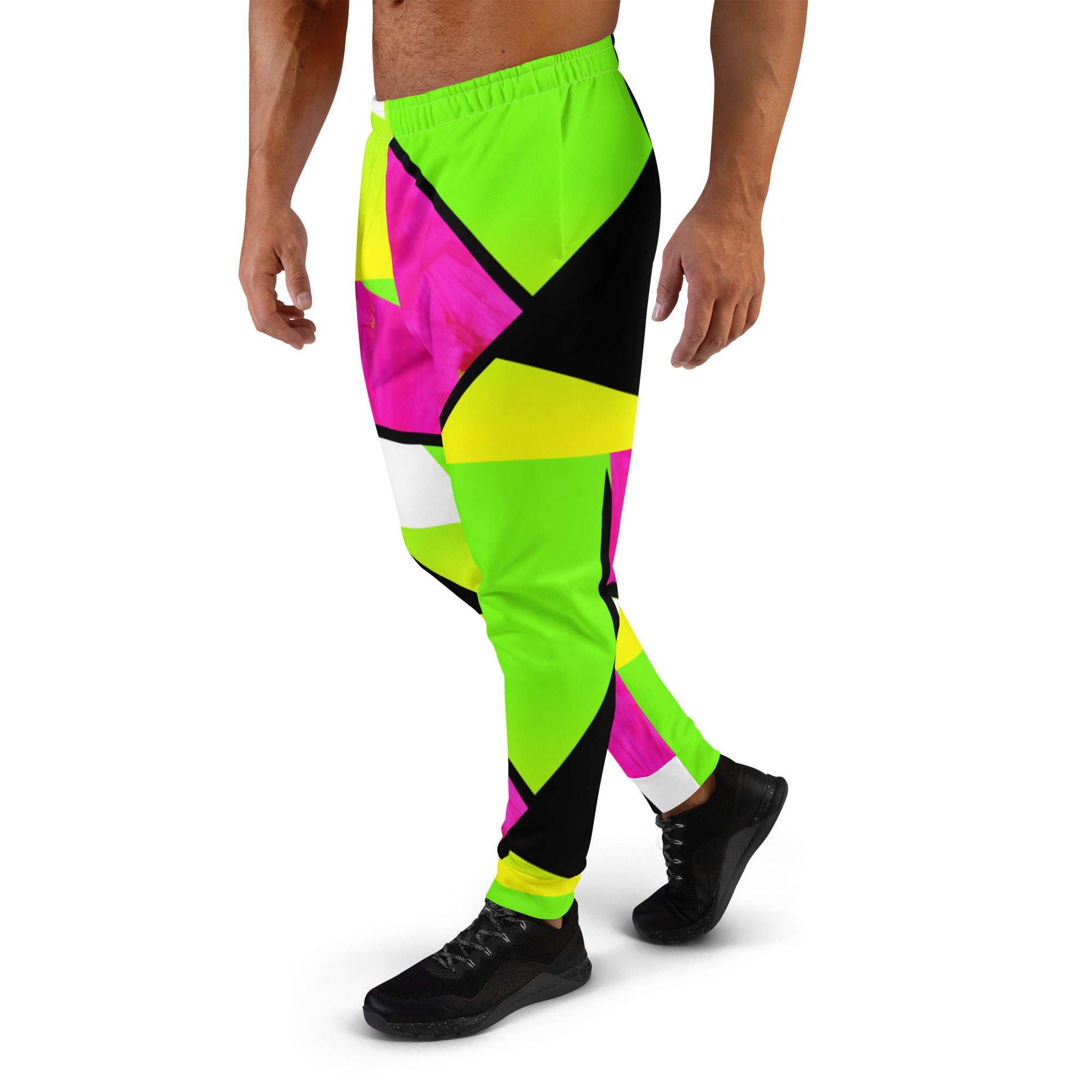Neon Color Blocking Men's RECYCLED Joggers / EC0 Men's Festival Pants ...