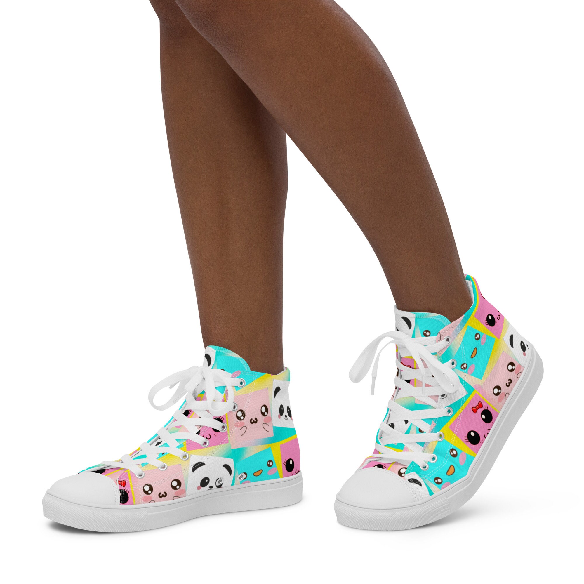 Kawaii Women's High Top Canvas Shoes / Panda Pig Kitty Cute Pastel