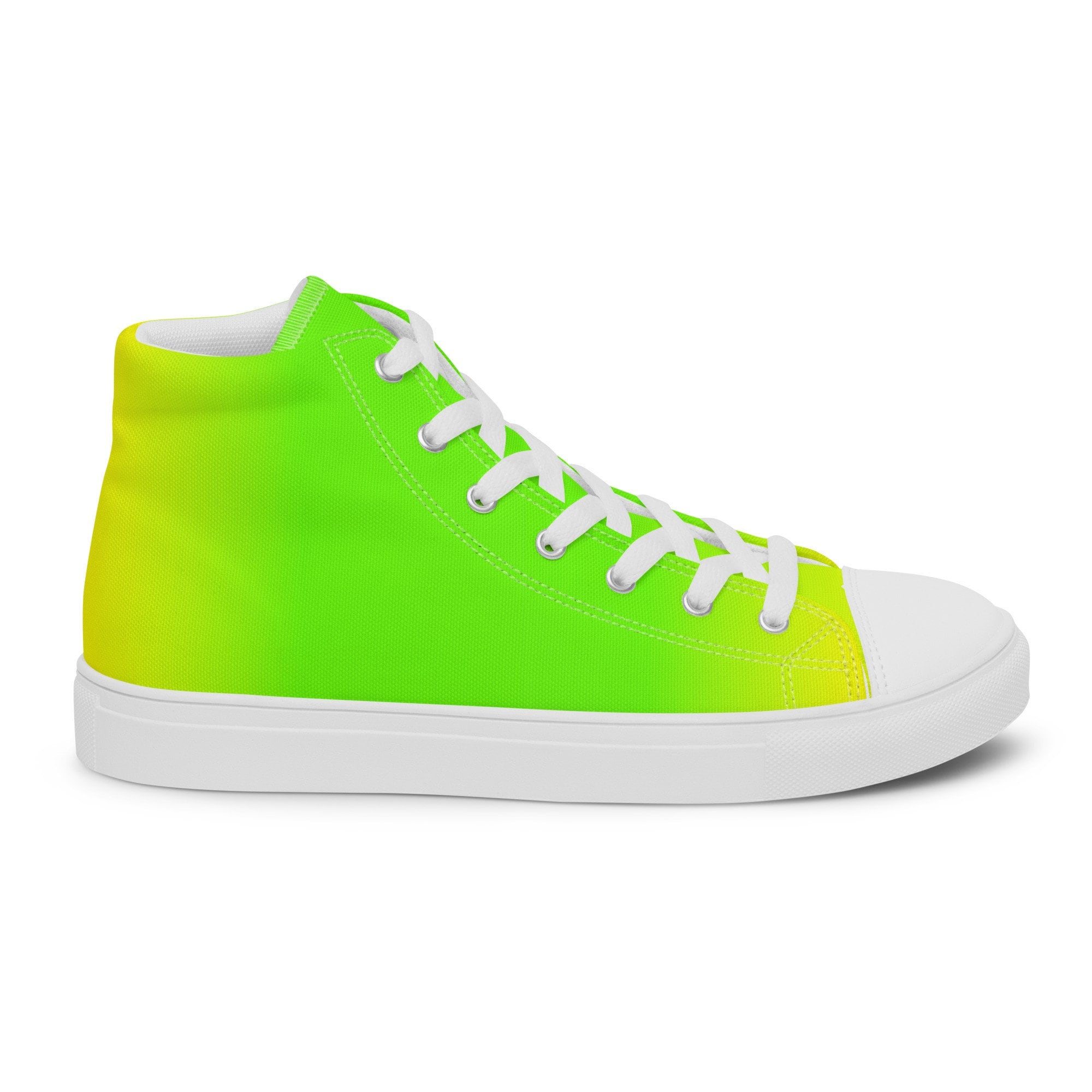 Neon Lime Green Yellow Womens High Top Canvas Shoes Etsy