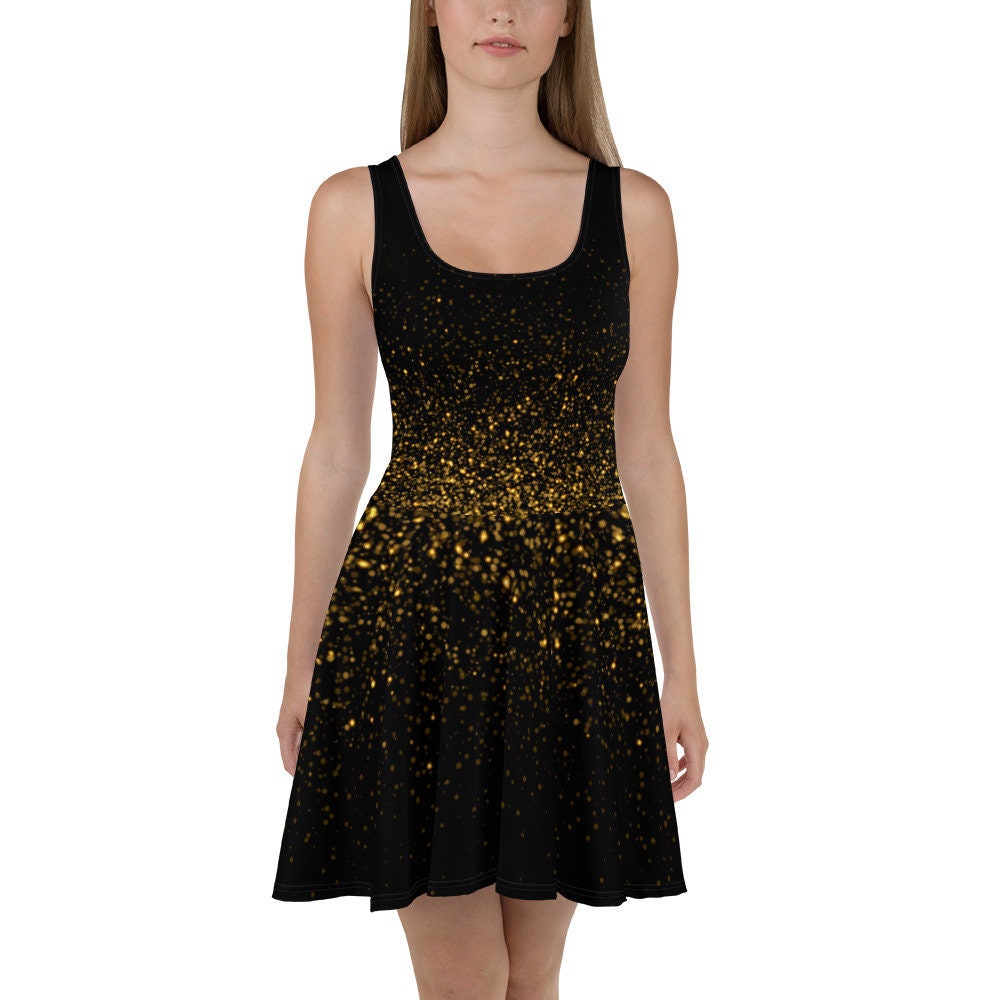 Black glitter skater dress hotsell