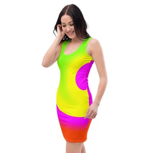 Neon Swirl Tank Dress / Festival Dress / Party Dress /Neon Bodycon