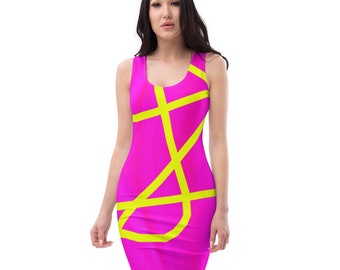 Neon Pink Tank Dress Preppy Hot Pink Bodycon Mini Tank Dress Neon Pink Tank Dress Preppy Hot Pink Bodycon Mini Tank Dress