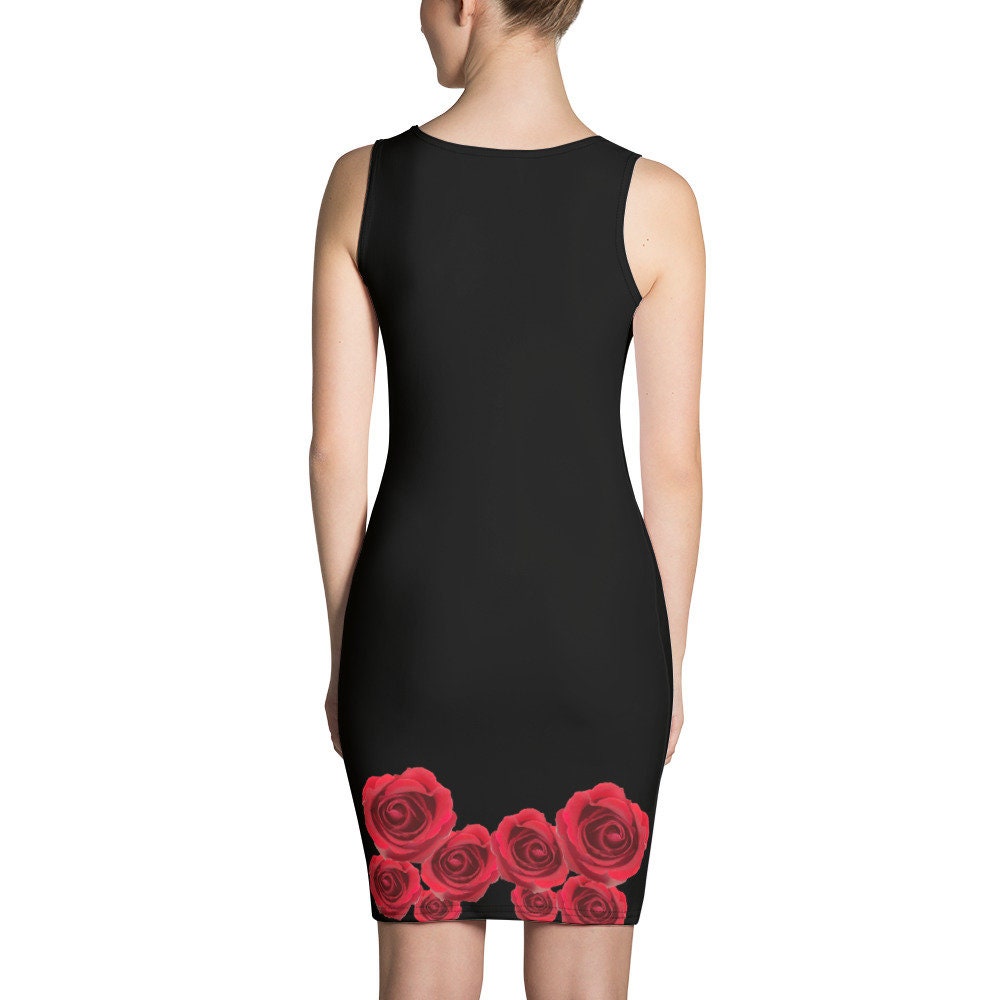 black bodycon dress with roses Womens Lipsy Black Rose Print Bodycon Dress 2