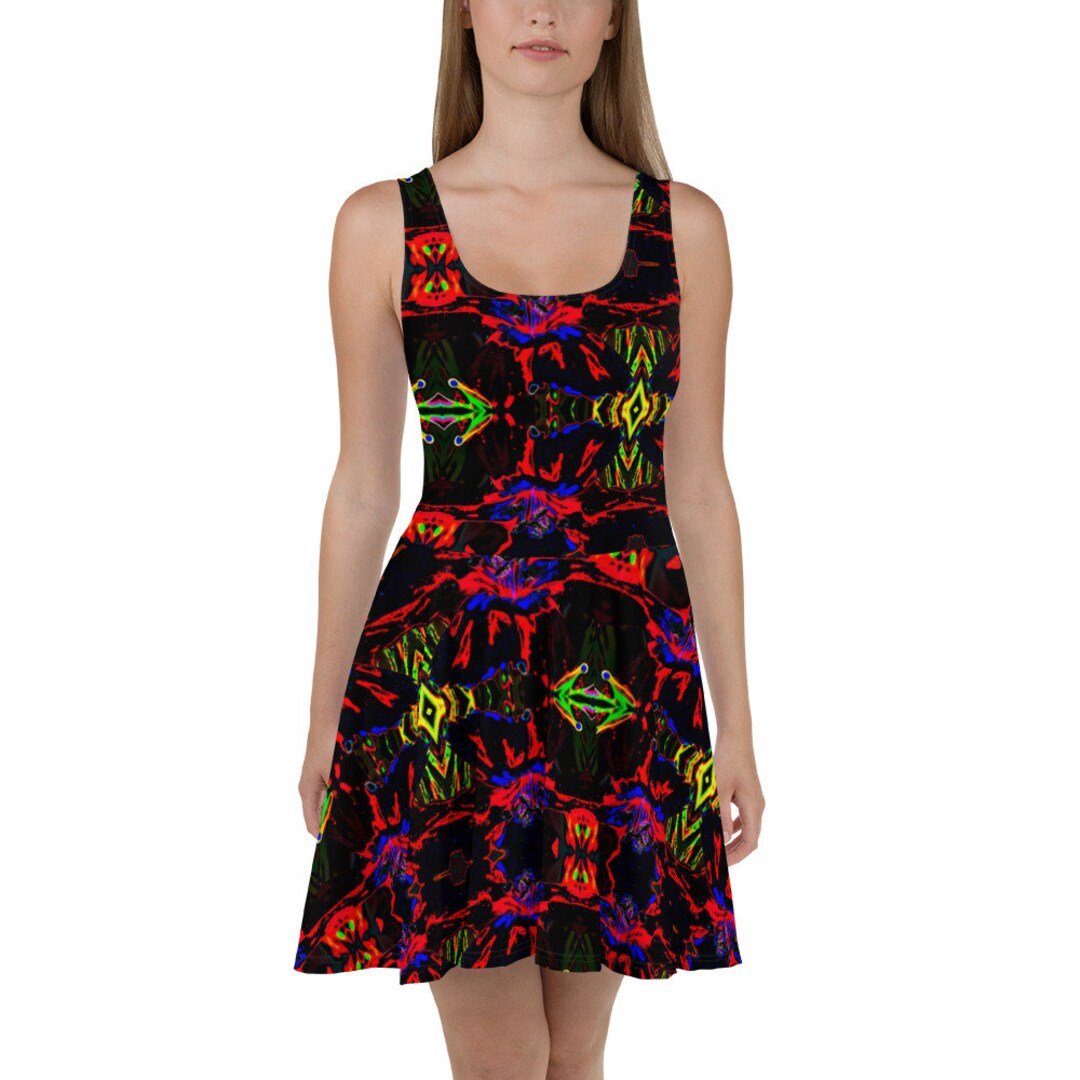 neon skater dresses Pink Heart Print Dress