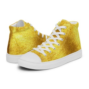 Gold Print Women’s High Top Shoes
