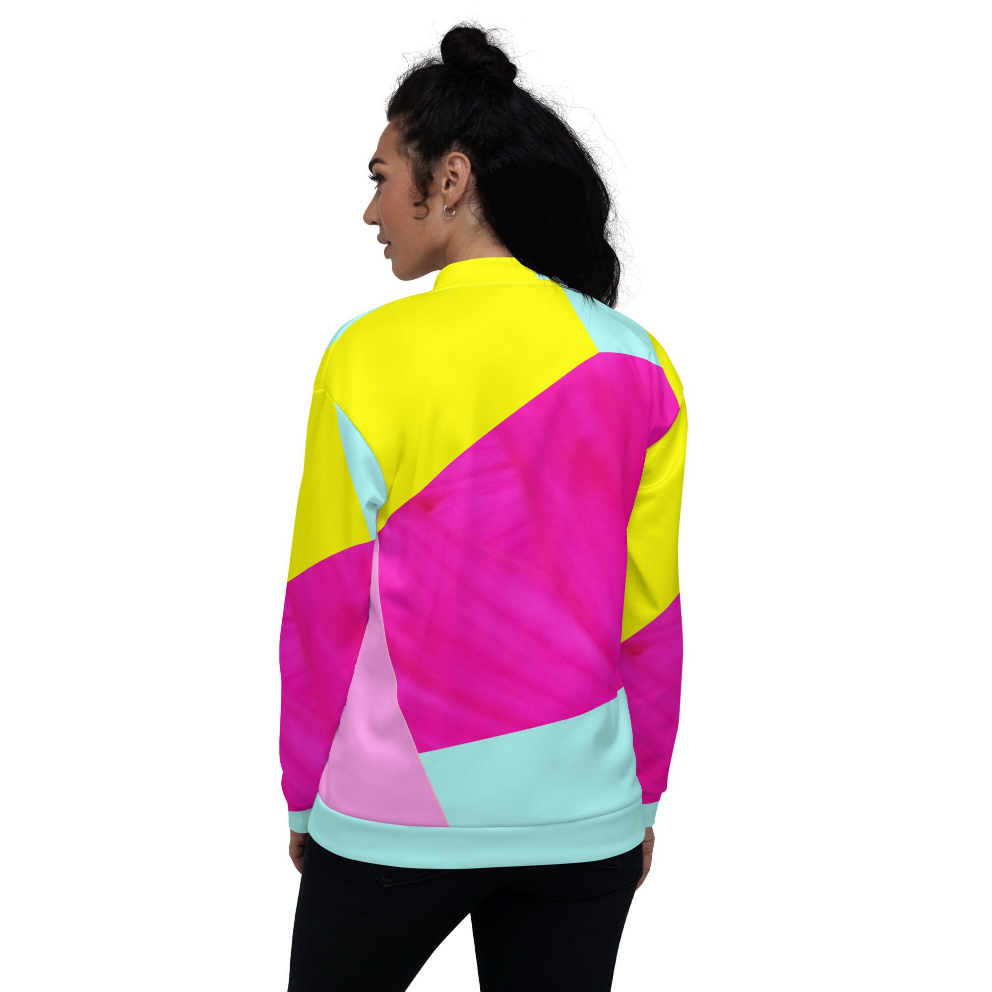 Pastel Neon Color Blocking Unisex Bomber Jacket - Etsy