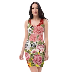 Abstract , Avant Garde & Floral Fitted Dress