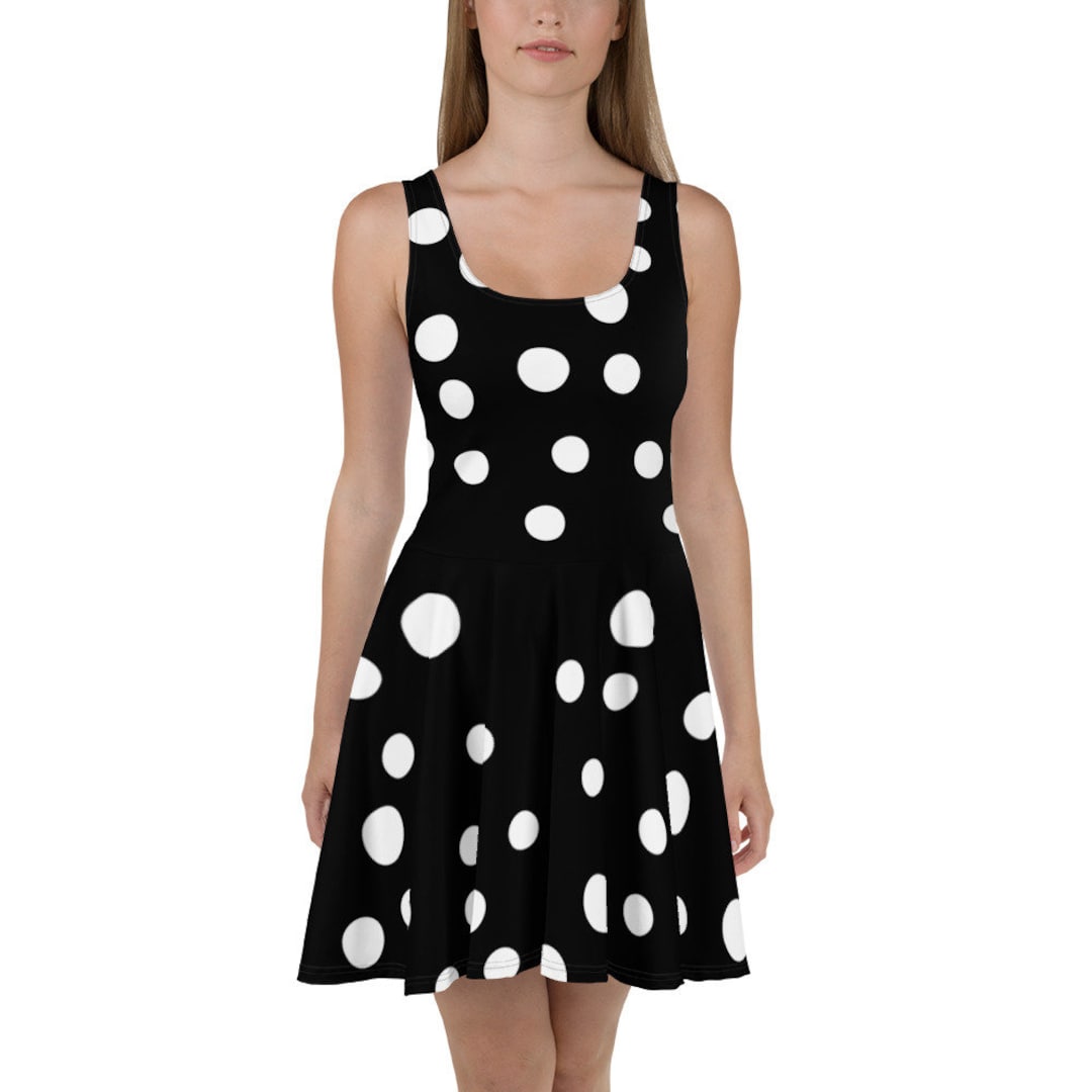black polka dot skater dress Black Polka Dots Skater Dress
