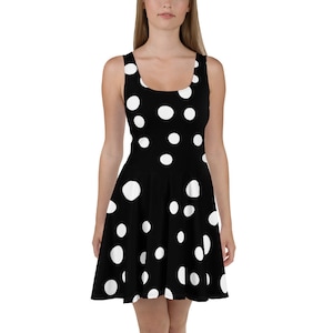 Black Polka Dots Skater Dress