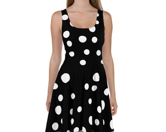 Black Polka Dots Skater Dress