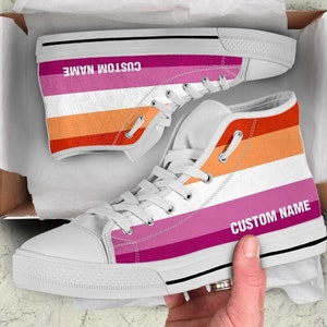 Lesbian Custom Name High Top Shoes / Lesbian Custom Print Shoes / Lesbian Sneakers / Lesbian Gift