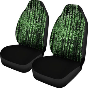 Matrix Code Car Seat Covers: Polyester, Universal Fit (Set of 2)