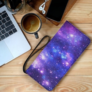 Galaxy Damen Clutch Geldbörse Wallet Wristlet / Zipper Wallet Clutch Handtasche / Galaxy Kleine Leder Geldbörse / Galaxy Custom Print Wallet