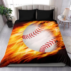 Baseball Bedding Set: Brushed Polyester Duvet Cover & Pillow Covers