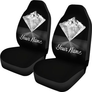 Diamond Custom Name Car Seat Covers: Luxury Car Accessory (Set of 2)