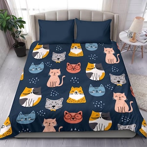 Cats Bedding Set: Duvet and Pillow Covers