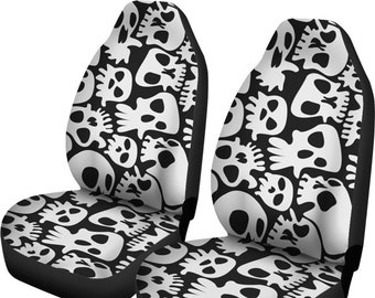 Skull Ghost Car Seat Covers (Set Of 2) / Skulls Car Seat Covers (Set Of 2) / Halloween Car Seat Covers (Set Of 2)