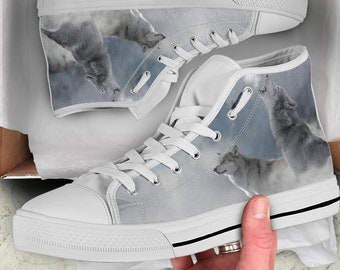 Wolf High Top Shoes / Wolf Custom Print Shoes / Wolf Sneakers / Wolf Gift