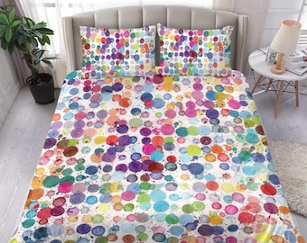 Polka Dots Duvet Cover and pillow Covers  - Polka Dots Bedding Set - Polka Dots Bed Cover