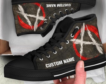 Anarchy Custom Name High Top Shoes / Anarchy Custom Print Shoes / Anarchy Sneakers / Anarchy Gift