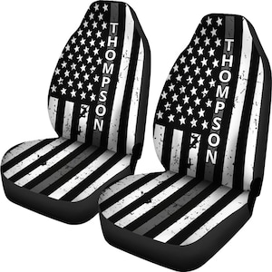 Oficial correcional Thin Grey Line American Flag Car Seats (conjunto de 2) / 2 capas de assento de carro dianteiro / protetor de assento de carro / acessório de carro