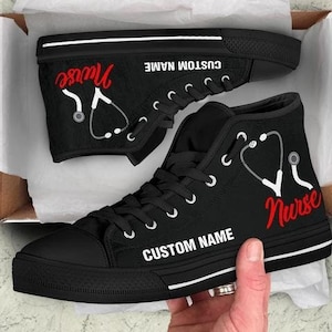 Nurse Custom Name High Top Shoes / Nurse Custom Print Shoes / Nurse Sneakers / Nurse Gift