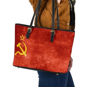 Sowjetunion UdSSR Flagge Handtasche Leder Tragetasche doppelseitiger Druck für Sie