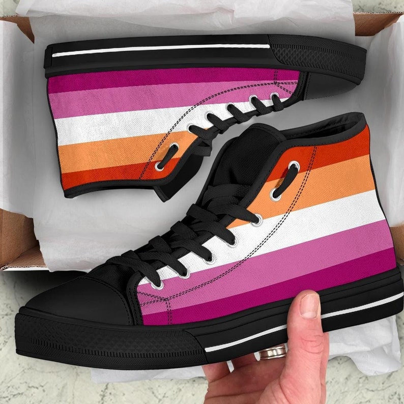Lesbian High Top Sneakers /Lesbian High Top Shoes / Lesbian Custom Print Shoes / Lesbian Gift image 2