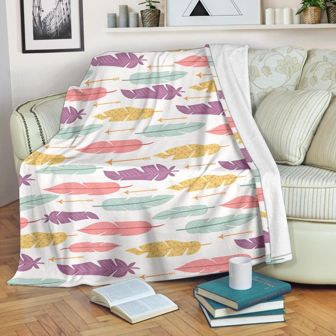 Boho Feather blanket / Feathers blanket / Fleece blanket Etsy