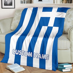 Greece Flag Blanket: Custom Name Fleece Throw, Cozy Greek Gift
