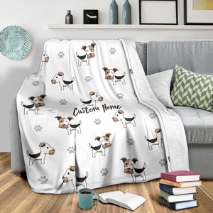 Custom Wire Fox Terrier Fleece Blanket: Personalized Dog Throw