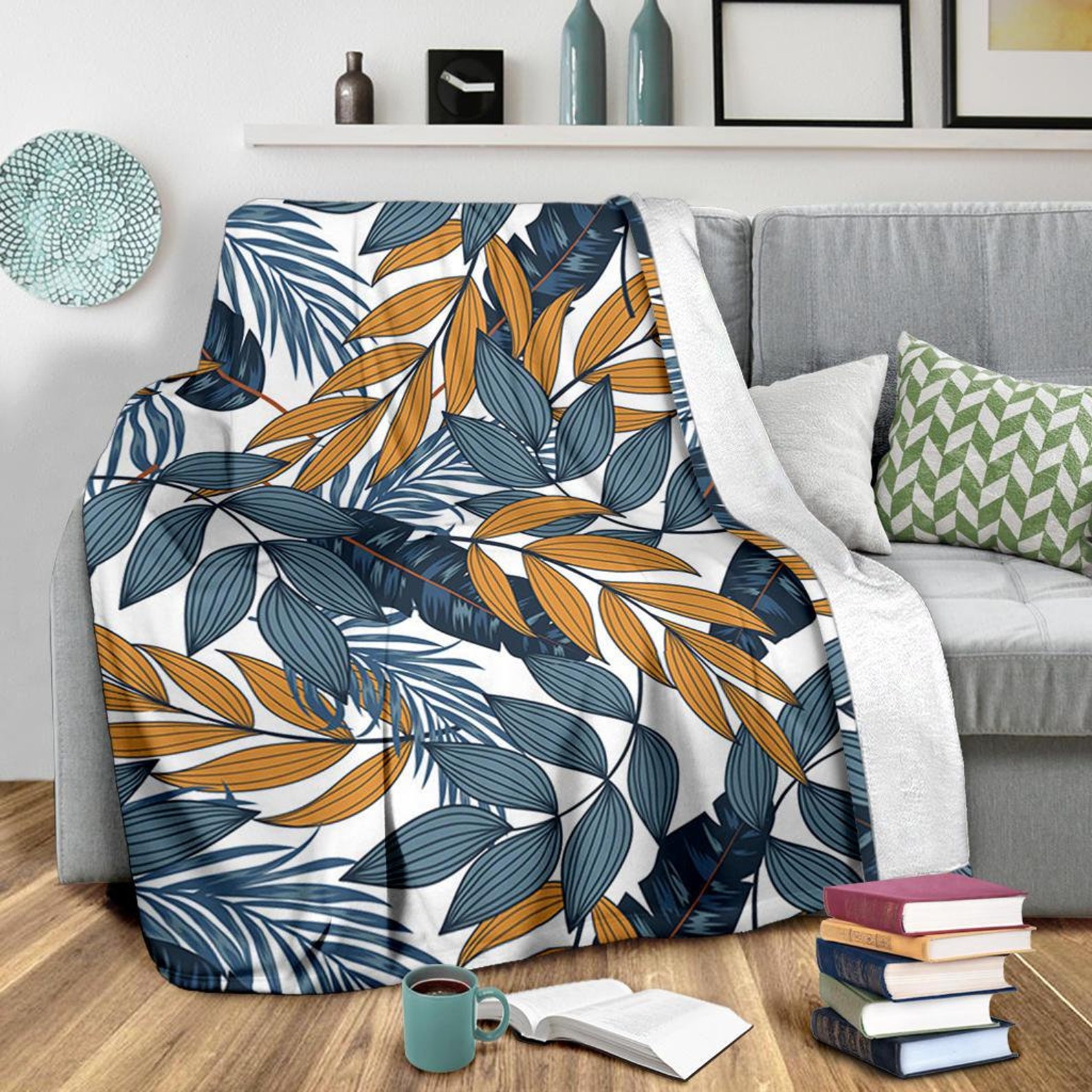 Tropical Leaves Blanket / Tropical Throw Blanket / Tropical Etsy UK