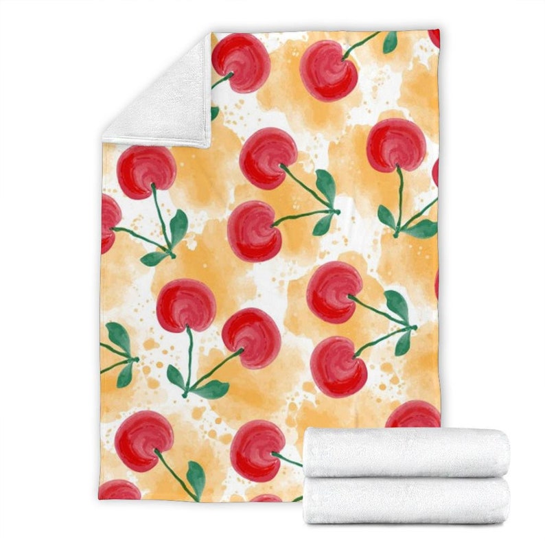 Cherry Blanket / Cherry Throw Blanket / Cherry Fleece Blanket Etsy