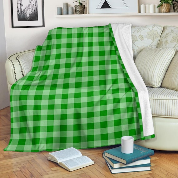 Green Plaid Blanket / Green Plaid Throw Blanket / Green Plaid Etsy